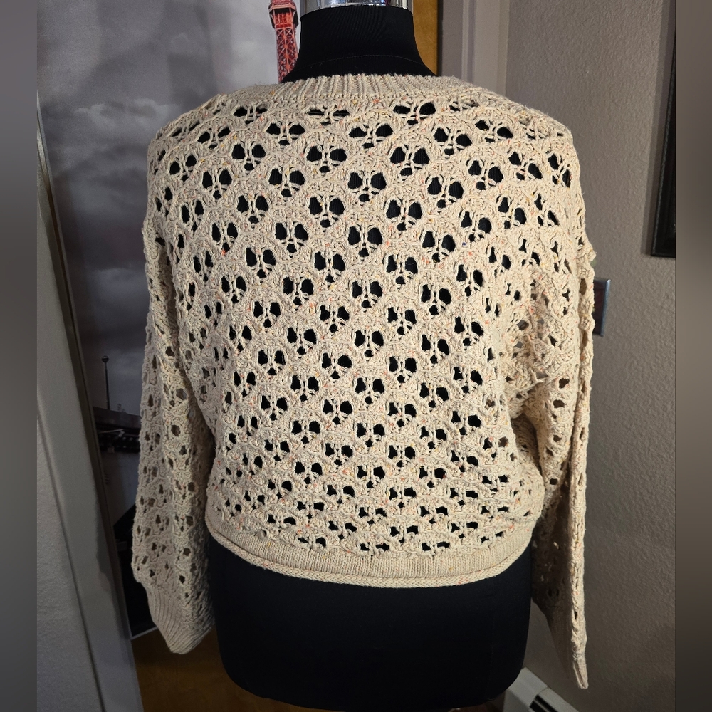 #0569 🧜♀️ L/XL ZENANA Lt Mocha Sweater w/Speckles 30-33ptp 22L Balloon Slvs - Picture 8 of 16